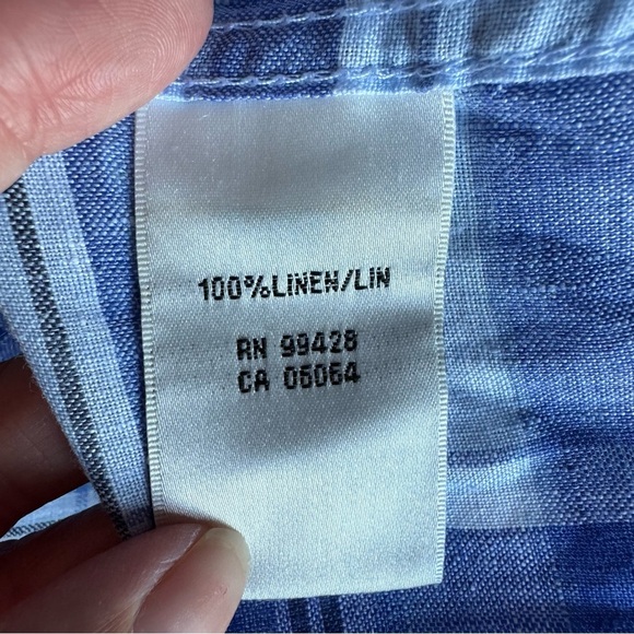 Bugatchi  mens 💯 Linen Multicolored Long‎ sleeve shirt Preppy Classic - Picture 6 of 7